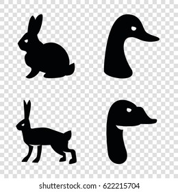 Lovely icons set. set of 4 lovely filled icons such as rabbit