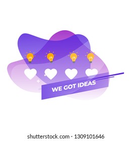 LOVELY IDEA minimal design with text we got ideas, gradient pink and blue - VECTOR,