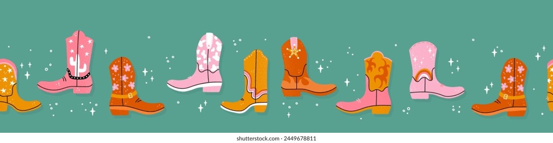 Botas vaquero ilustradas con