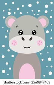 Lovely illustration with cute hippo
