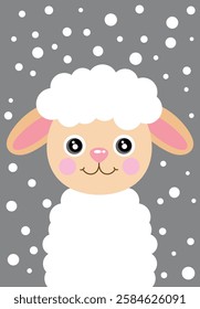 Lovely illustration with cute lamb sheep