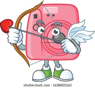 A lovely instan camera Cupid with arrow and wings