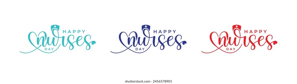 Lovely International Nurse Day Logo Design, 12th May International Nurses Day, love heart, nurse hat with nurses vector modern logo design template