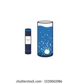 Lovely isolated icon of cold and flu season items in trendy vector flat design aspirin pills, cough syrup, drug. Vector Illustration