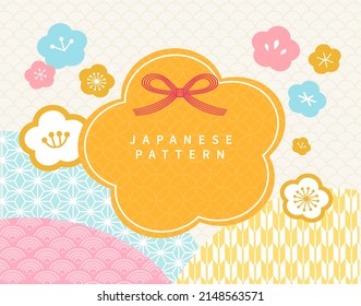 lovely Japanese style graphic design flowers card background template