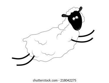Lovely jumping sheep or lamb vector illustration. Symbol of New Year 2015