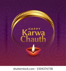 lovely karwa chauth indian festival greeting with decorative elements