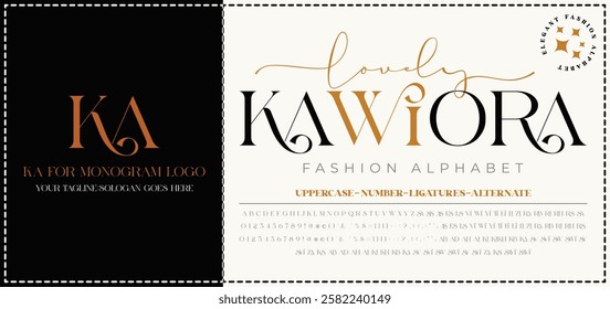 Lovely Kawiora,Fashion, Serif, Stylish Display Bold Font alphabet