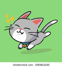 Lovely Kitten Running Around Character Doodle Special Illustration