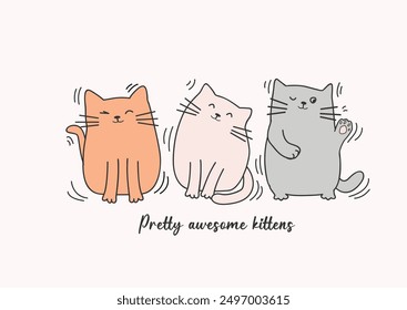 lovely kitten vector hand drawn positive motivational design