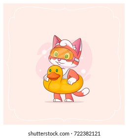Lovely kitty in a mask for dashing. Vector illustration from a series Funny pets