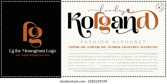 Lovely Kolgand,Fashion, Serif, Stylish Display Bold Font alphabet