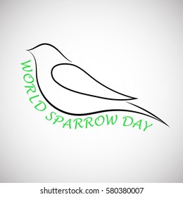 Lovely laconical card for world sparrow day. Print for t-shirt with sparrow.