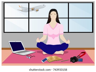 lovely lady sit for relax before work vector design