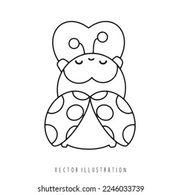 schöner Ladybug-Valentinstag. Vektorgrafik