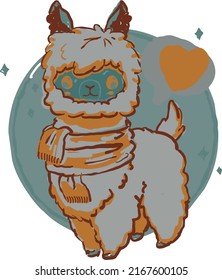 Un bonito lama en el ocaso de la noche. Archivo vector para crear diseños.