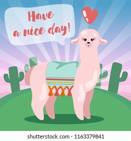 Lovely lama. Vector.