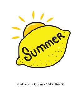 Lovely lemon vector design with the text summer and sunshine. Design of banners and postcards.