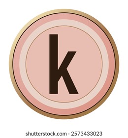 Lovely Letter “k” in Delicate Pink and Gold Frame - Ideal for Romantic Keepsakes