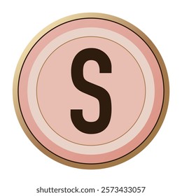 Lovely Letter “S” in Elegant Pink and Golden Circle - Sweet Addition to Love-Themed Designs