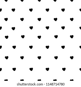 Lovely little black hearts on white background. Seamless pattern.