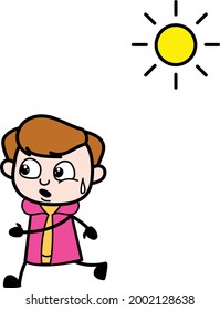 Lovely Little Cartoon Boy running in summer