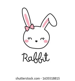 Lovely little rabbit logo design in Freehand Doodle style 