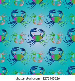 Lovely magian crab multicolored background seamless.