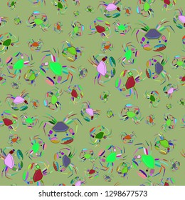 Lovely magic crab multicolor background seamless.