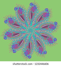 Lovely magic multicolor abstract simmetric circle summer mandala.