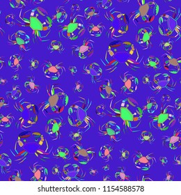 Lovely magical crab multicolor background seamless.