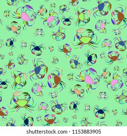 Lovely magical crab multicolored background seamless.