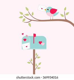 lovely mailbox and bird on a branch