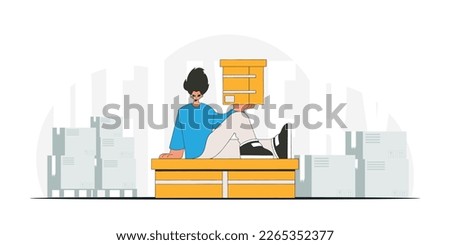 Lovely man holding boxes. A visual representation of the shipment of deliveries and freight