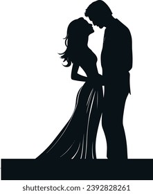 Lovely Married Couple Wedding day Holding Hands Vector Flat Design