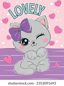 lovely meow cute girl heart