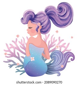 Lovely mermaid illustration,children artworks, wallpapers, posters, greeting cards prints. 