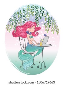 Lovely mermaid vector illustration for children artworks