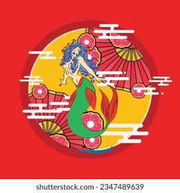 Lovely mermaid, vector illustration, children artworks, wallpapers, posters, greeting cards prints.