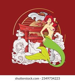 Lovely mermaid, vector illustration, children artworks, wallpapers, posters, greeting cards prints.