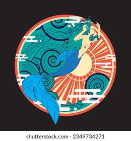 Lovely mermaid, vector illustration, children artworks, wallpapers, posters, greeting cards prints.