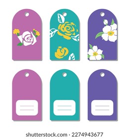 Lovely minimalist tag set with abstract flowers. 