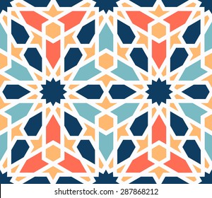 Lovely Modern Colorful Vector Traditional Arabic Pattern Background Design. Ideal For Wall Decoration, Printables And Wrapping Paper Design