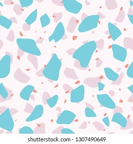 Lovely modern terrazzo seamless vector pattern in pastel colors. Texture of classic italian type of floor in Venetian style for fabric, wallpaper, scrapbooking or background.