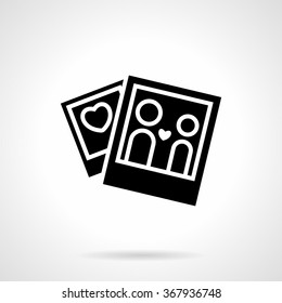 Lovely moments of your relationship. Lovers photo, love story. Vector icon flat black silhouette style. Valentines Day series. Single design element for web, app. 