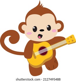 a lovely monkey singing and playing guitar. 