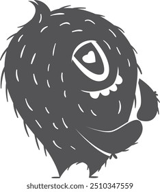 Lovely monster character. Fluffy black yeti icon