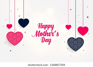 lovely mother's day greeting with hanging hearts