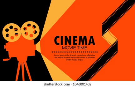 Lovely movie time illustration. Film projector. Cool cinema poster. Vector EPS 10. Isolated on background.