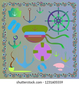 Lovely multicolor seaman summer pattern set.